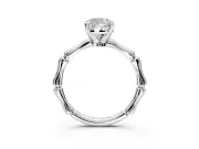 Solitaire Engagement Ring Setting for Cushion Cut Center with Bamboo Band and Prong Head in Sterling Silver