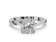 Solitaire Engagement Ring Setting for Cushion Cut Center with Plain Bypass Twist Band and Prong Head in White Gold