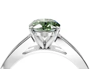 Solitaire Engagement Ring Setting for Fancy Green Oval Center with Princess Cut Channel Band and Prong Head in White Gold