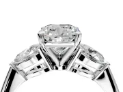 3 Stone Engagement Ring Setting for Cushion Cut Center with Large Pear-Shaped Accents and Prong Head in Platinum
