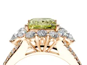 Halo Engagement Ring Setting for Fancy Yellow Princess Cut Center with Two-Strand Split Shank and Prong Head in Rose Gold