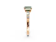 Bar-Set Engagement Ring Setting for Fancy Green Asscher Cut Center with Tapered Baguette Accents and Prong Head in Rose Gold