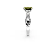 3 Stone Engagement Ring Setting for Fancy Yellow Emerald Cut Center with Pave Split Shank and Prong Head in Platinum