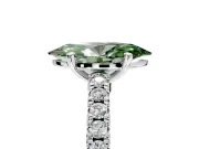 Solitaire Engagement Ring Setting for Fancy Green Marquise Center with Single Row Accent Band and Prong Head in Sterling Silver