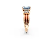 Solitaire Engagement Ring Setting for Fancy Blue Asscher Cut Center with Grooved Bar Accent Band and Prong Head in Rose Gold