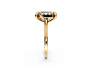 Single Halo Engagement Ring Setting for Asscher Cut Center with Corner Claws, Plain Band and Prong Head in Yellow Gold