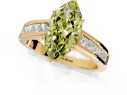 Solitaire Engagement Ring Setting for Fancy Yellow Marquise Center with Princess Cut Channel Band and Prong Head in Yellow Gold