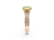 Solitaire Engagement Ring Setting for Fancy Yellow Asscher Cut Center with Multi-Row Pave Accents and Basket Head in Rose Gold