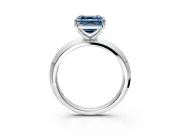 Solitaire Engagement Ring Setting for Fancy Blue Asscher Cut Center with Wide Knife Ridge Band and Prong Head in Sterling Silver