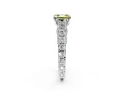 Solitaire Engagement Ring Setting for Fancy Yellow Asscher Cut Center with Pave Cathedral Shoulders and Prong Head in Platinum