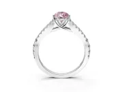 Solitaire Engagement Ring Setting for Fancy Pink Pear-Shaped Center with Pave Split Shank and Prong Head in Sterling Silver