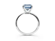 Minimalist Solitaire Engagement Ring Setting for Fancy Blue Asscher Cut Center with Thin Band and Prong Head in Platinum