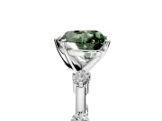Solitaire Engagement Ring Setting for Fancy Green Heart-Shaped Center with Bezel Station Band and Prong Head in Platinum