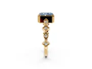 Milgrain Bezel Engagement Ring Setting for Fancy Blue Radiant Cut Center with Marquise Stations and Bezel Head in Yellow Gold