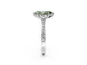 Solitaire Engagement Ring Setting for Fancy Green Marquise Center with Round Cut Pave Band and Prong Head in Sterling Silver