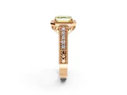 Milgrain Halo Engagement Ring Setting for Fancy Yellow Asscher Cut Center with Pave Band and Prong Head in Rose Gold
