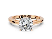 Solitaire Engagement Ring Setting for Cushion Cut Center with Open Cathedral Shoulders and Prong Head in Rose Gold