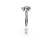Solitaire Engagement Ring Setting for Pear-Shaped Center with Pave Cathedral Band and Prong Head in Sterling Silver