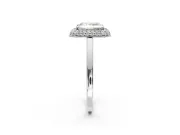 Halo Engagement Ring Setting for Radiant Cut Center with Plain Tapered Band and Prong Head in Platinum
