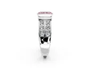Bezel Engagement Ring Setting for Fancy Pink Radiant Cut Center with Wide Channel-Set Band and Bezel Head in Platinum