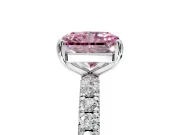 Solitaire Engagement Ring Setting for Fancy Pink Radiant Cut Center with Shared-Prong Accents and Prong Head in Sterling Silver