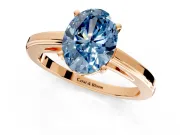 Solitaire Engagement Ring Setting for Fancy Blue Oval Center with Flat-Sided Plain Band and Prong Head in Rose Gold