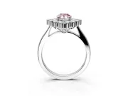 Cluster Halo Engagement Ring Setting for Fancy Pink Pear-Shaped Center with Milgrain Bezel Accents and Prong Head in White Gold