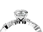 Solitaire Engagement Ring Setting for Oval Center with Bar-Station Pave Twist and Prong Head in Sterling Silver