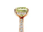 Solitaire Engagement Ring Setting for Fancy Yellow Princess Cut Center with Fine Pave Band and Prong Head in Rose Gold