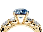 5 Stone Engagement Ring Setting for Fancy Blue Round Cut Center with Graduated Accents and Prong Head in Yellow Gold