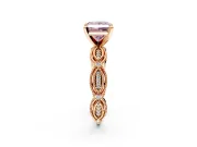 Solitaire Engagement Ring Setting for Fancy Pink Princess Cut Center with Marquise Panel Band and Prong Head in Rose Gold