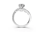 Solitaire Engagement Ring Setting for Round Cut Center with Pave Bypass Twist Band and Prong Head in Platinum