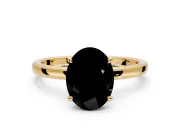Hidden Halo Engagement Ring Setting for Fancy Black Oval Center with Plain Band and Tall Prong Head in Yellow Gold