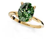 Minimalist Solitaire Engagement Ring Setting for Fancy Green Oval Center with Thin Band and Prong Head in Yellow Gold