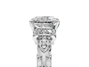 Solitaire Engagement Ring Setting for Radiant Cut Center with Filigree Band and Prong Head in Platinum