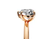 Low-Set Solitaire Engagement Ring Setting for Heart-Shaped Center with Thin Plain Band and Prong Head in Rose Gold