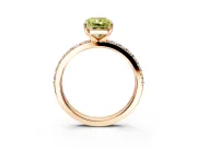 Solitaire Engagement Ring Setting for Fancy Yellow Radiant Cut Center with Round Cut Pave Band and Prong Head in Rose Gold