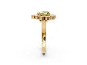 Cluster Halo Engagement Ring Setting for Fancy Yellow Heart-Shaped Center with Milgrain Bezel Accents and Prong Head in Yellow Gold