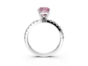 Open Basket Engagement Ring Setting for Fancy Pink Cushion Cut Center with Pave Band and Prong Head in Sterling Silver