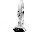 Side Accent Engagement Ring Setting for Fancy Black Pear-Shaped Center with Accent Shoulders and Prong Head in Sterling Silver