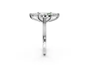 Single Halo Engagement Ring Setting for Fancy Green Marquise Center with Corner Claws, Plain Band and Prong Head in Sterling Silver