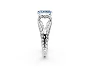 Halo Engagement Ring Setting for Fancy Blue Radiant Cut Center with Rope Twist Split Shank and Prong Head in White Gold
