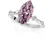 Solitaire Engagement Ring Setting for Fancy Pink Marquise Center with Bezel Station Band and Prong Head in Platinum