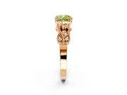 Leaf Engagement Ring Setting for Fancy Yellow Cushion Cut Center with Milgrain Accent Band and Prong Head in Rose Gold