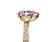 Solitaire Engagement Ring Setting for Fancy Pink Pear-Shaped Center with Fine Pave Band and Prong Head in Yellow Gold