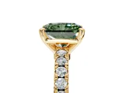 Solitaire Engagement Ring Setting for Fancy Green Radiant Cut Center with Single Row Accent Band and Prong Head in Yellow Gold