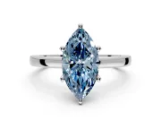 Solitaire Engagement Ring Setting for Fancy Blue Marquise Center with Basket Rail and Prong Head in Platinum