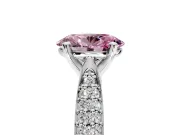 Solitaire Engagement Ring Setting for Fancy Pink Oval Center with Multi-Row Accents and Prong Head in Sterling Silver