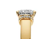 Solitaire Engagement Ring Setting for Radiant Cut Center with Wide Band, Pave Collar and Prong Head in Yellow Gold