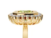 Halo Engagement Ring Setting for Fancy Yellow Asscher Cut Center with Milgrain Bezel Rim, Plain Band and Prong Head in Yellow Gold